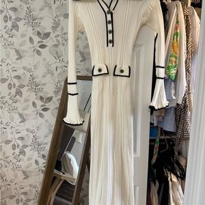 Commense Cream Sheath Dress with Bell Sleeves